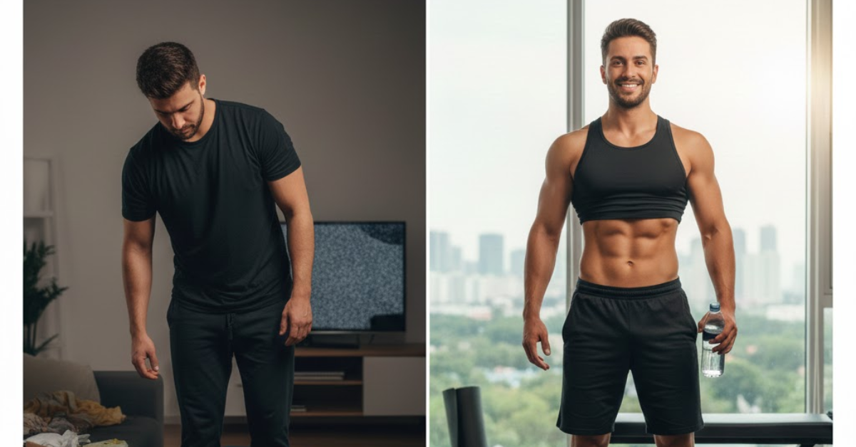 Comparison chart showing before and after results of consistent ACE Fitness workouts, highlighting improvements in strength, fat loss, and confidence.