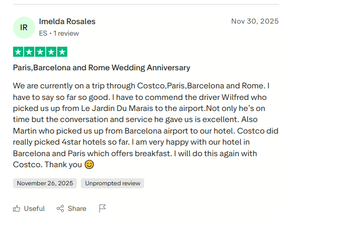 Costco Travel Customer Reviews