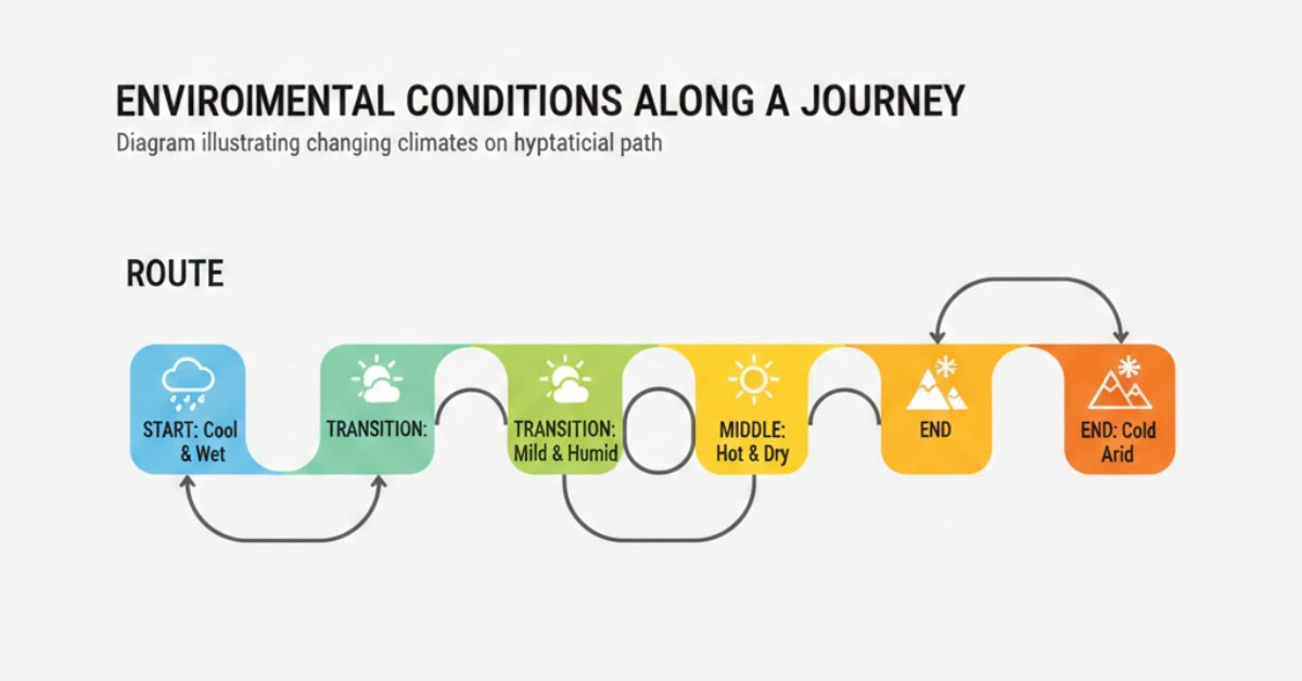 Simple diagram showing how conditions change along a route