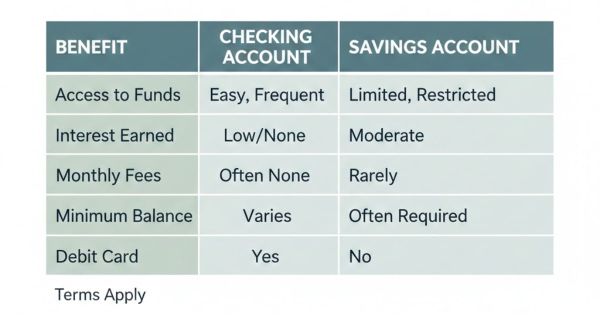 Table comparing checking and savings account benefits at Keypoint Credit Union, including fees, interest, and member features.”